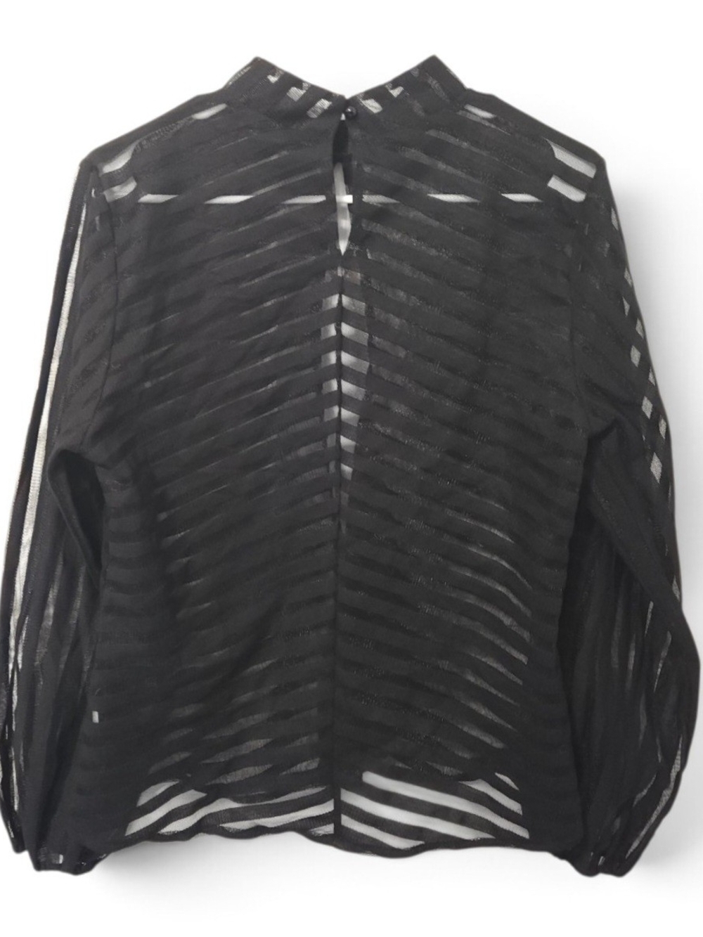 Dolmi Black Sheer Striped Long-Sleeve Blouse